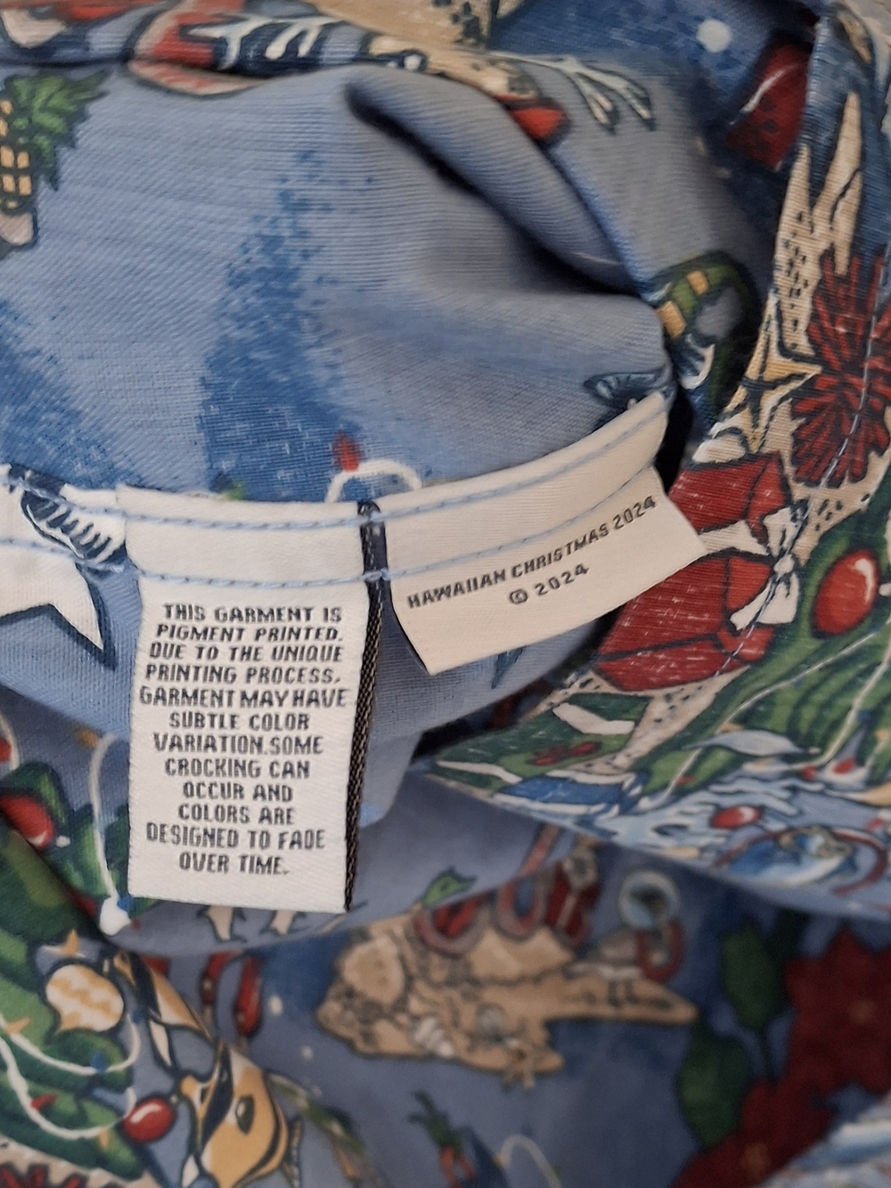 Reyn Spooner Men's "HAWAIIAN CHRISTMAS" 2024 MELE KALIKIMAKA TF Blue Shirt - Picture 5 of 7